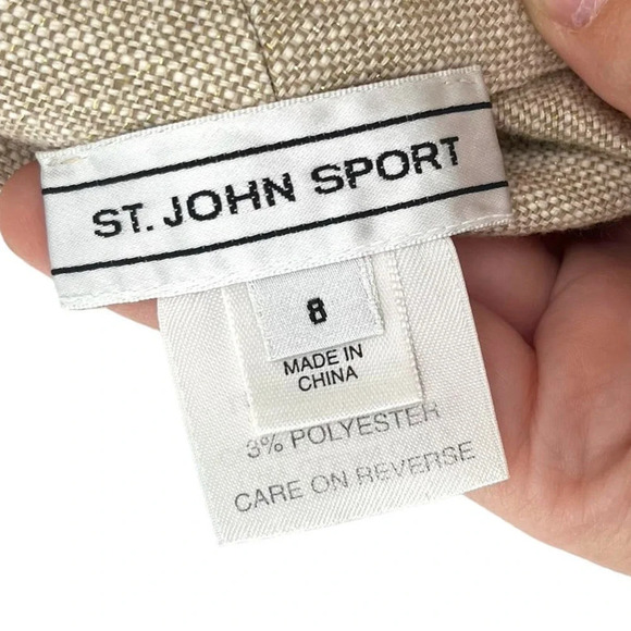 St. John Sport Khaki Cuffed Trouser Pants Linen Blend Size‎ 8 - Picture 5 of 7
